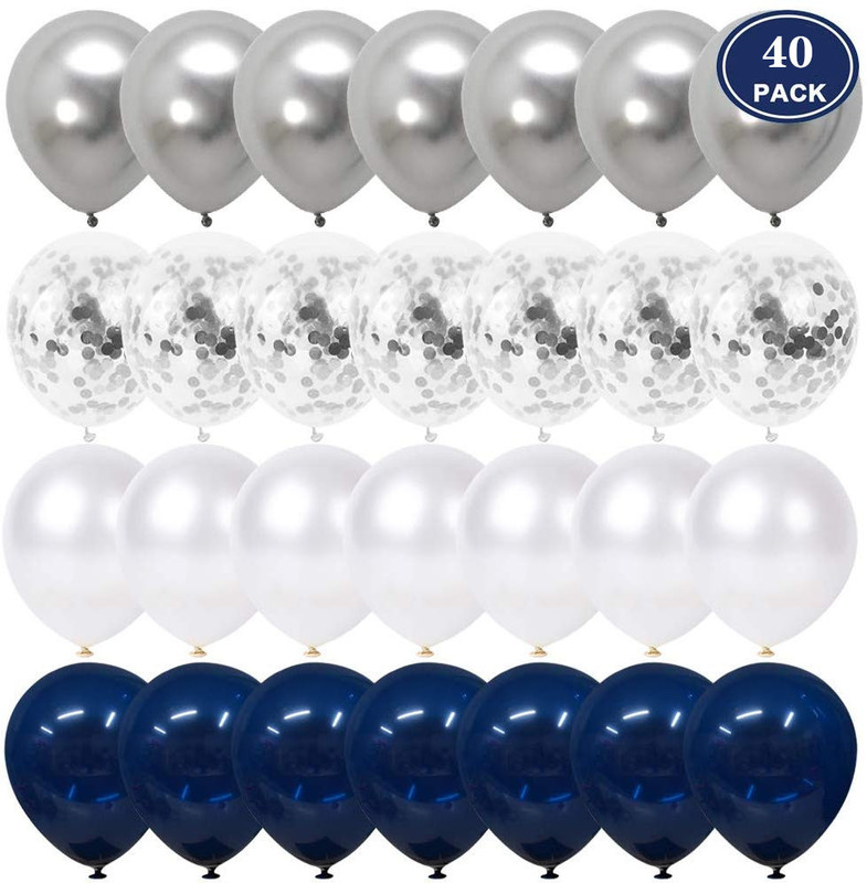 Weihnachtsdekorationen 20 40 Stück 10-Zoll-Tintenblau-Ballon-Set aus Metall, Gold, Weiß, Perlenballons, Babyparty, Geburtstagsfeier, Konfetti-Ballon, DecorGlobos 220829