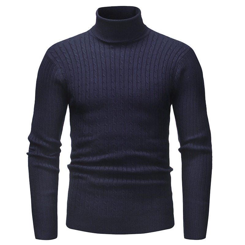 Maglioni da uomo Sweter Baru Musim Gugur Pria Kasual Warna Solid Dolcevita Rajutan Pullover Jacquard Lembut Hangat Merek 220830