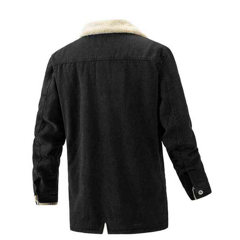 Herren Jacken Denim Trench Lang Neue Mode Schwarz Winter Blau Lässige Jeans Fleece Warm xxl L220830