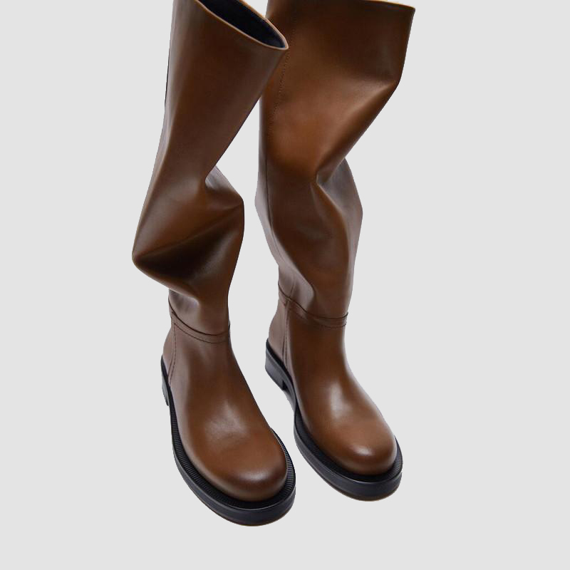 Boots Women Long Winter Warm Sexy OverTheKnee Brown Fashion Flat Female Shoes Round Toe Motorcycle Punk 220829