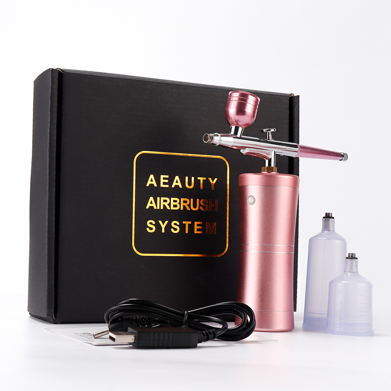 Masseur de visage Top 0.4mm Rose Mini Kit de compresseur d'air AirBrush Pistolet à peinture Aérographe pour Nail Art Tatouage Artisanat Gâteau Brouillard Pulvérisateur 220829