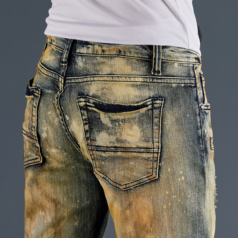 Jeans da uomo Pantaloni da uomo Locomotiva Moda Pantaloni in denim Biker Alta qualità Maschio Dritto Casual Designer Strappato Comodo Advanc327C