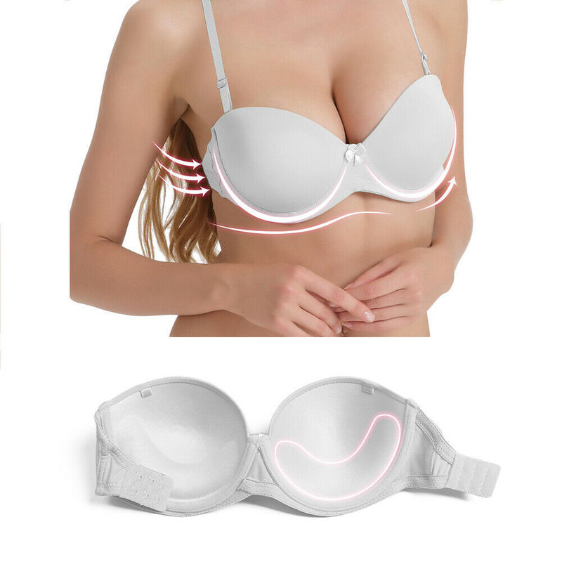 Reggiseni Vgplay Bianco senza spalline Push Up Antiscivolo Lingerie Cinturino trasparente Cinturino da donna Taglie forti seno grande 32 44 C D E F 220902