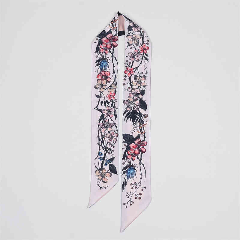 Sarongs Çiçek Baskı Marka Eşarp Kadınlar Tasarım İpek Scarf Sıska Çanta Eşarpları Moda Kafa Bandı Bilek Havlu Fulard Boyun T220827