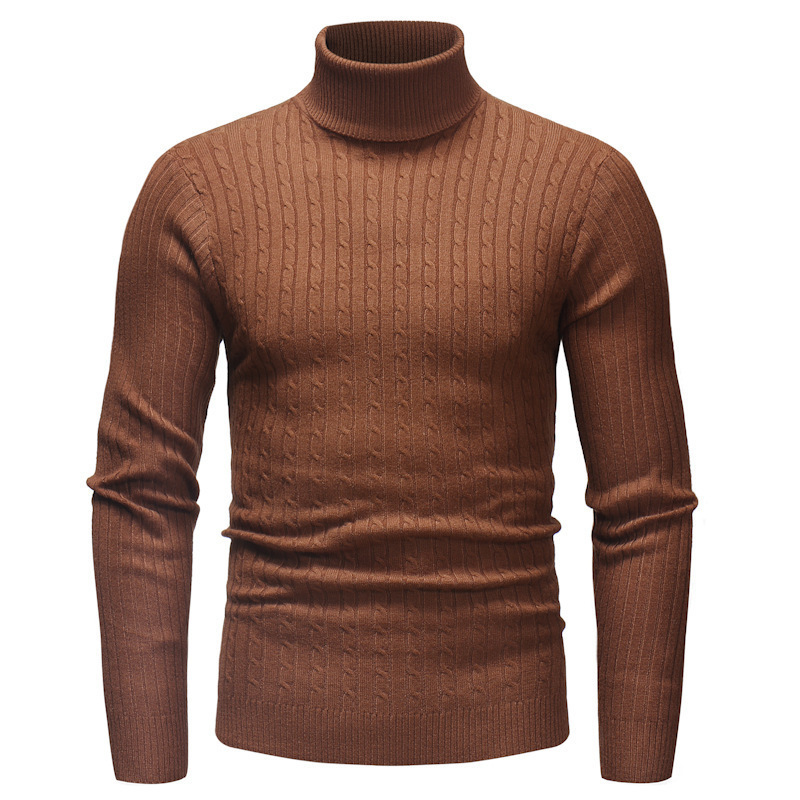 Maglioni da uomo Sweter Baru Musim Gugur Pria Kasual Warna Solid Dolcevita Rajutan Pullover Jacquard Lembut Hangat Merek 220830