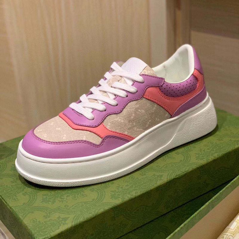 Luxusdesigner Herren-Freizeitschuhe dicker Sohle Mode Leder Colorblock Ladies Flat Sticked Street Paar Sneaker Outdoor Running Schuhe Größe 35-44