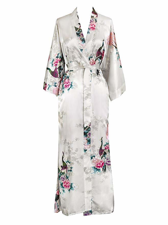 Damen Robe FZSLCYIYI Kimono Sexy Floral Braut Brautjungfer s Frau Blumenparty Hochzeit Lange Nachtwäsche Bademantel 220830