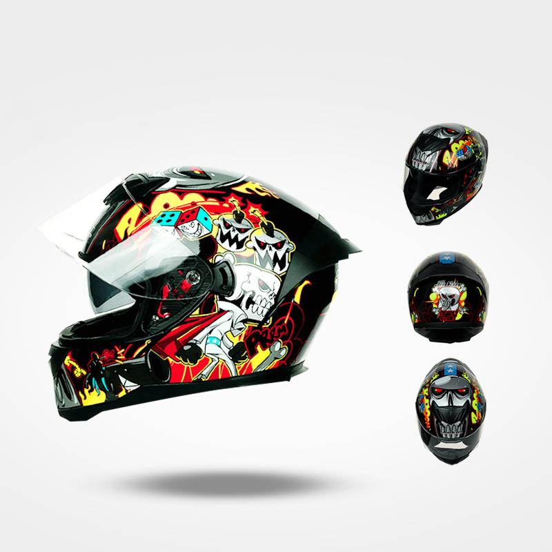 JIEKAI casque de moto homme course d'hiver quatre saisons personnalité de sécurité universelle casque intégral282i