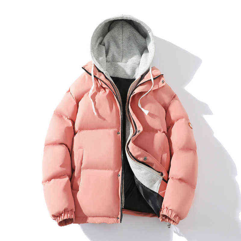Men's Jackets Men Winter Harajuku Thick Hooded Parka Casual Solid Oversize Fluffy Women Fashion Streetwear Warm Man L220830