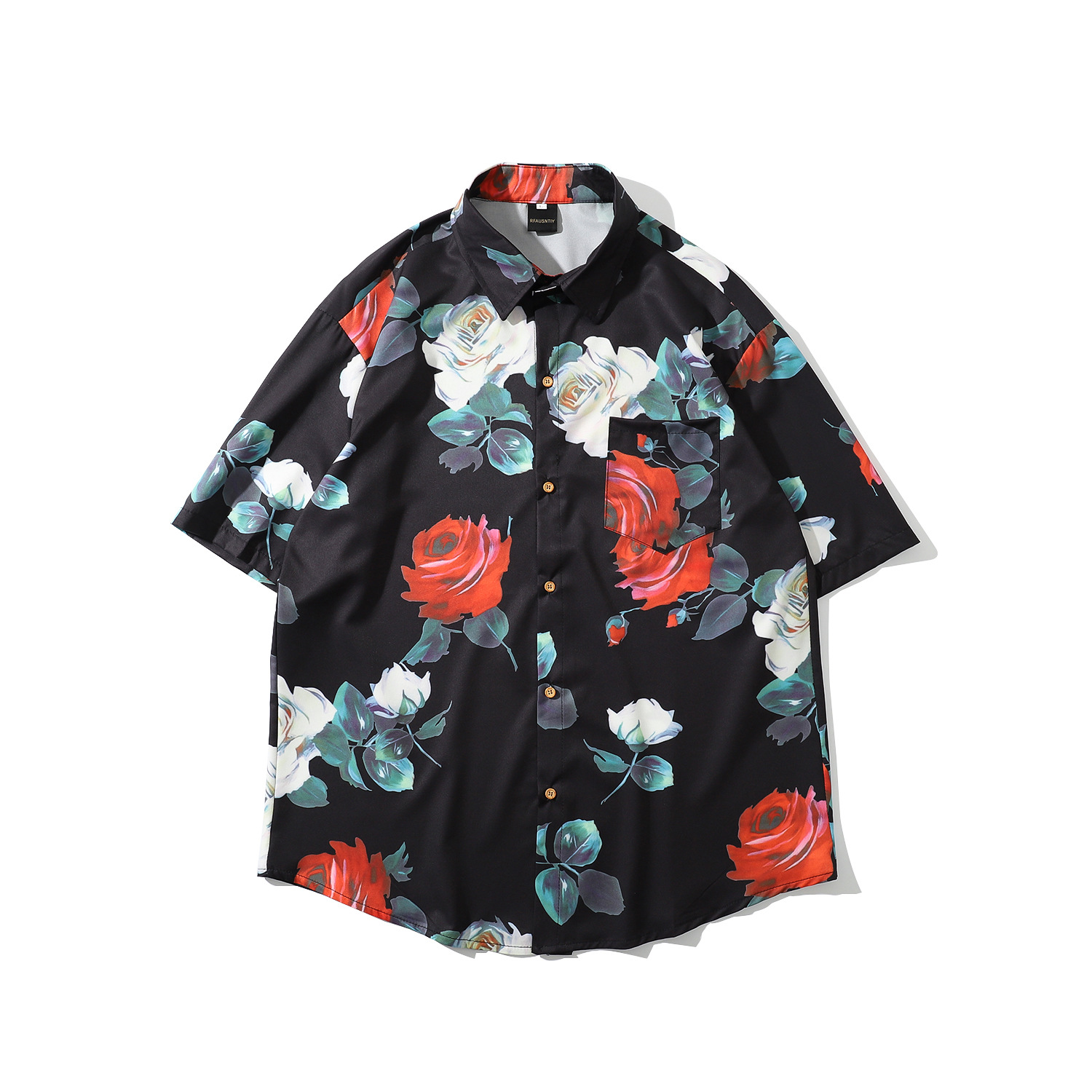 Camisa havaiana de estilo harajuku masculino para homens impressão floral camisetas de manga curta solta camisetas machos roupas