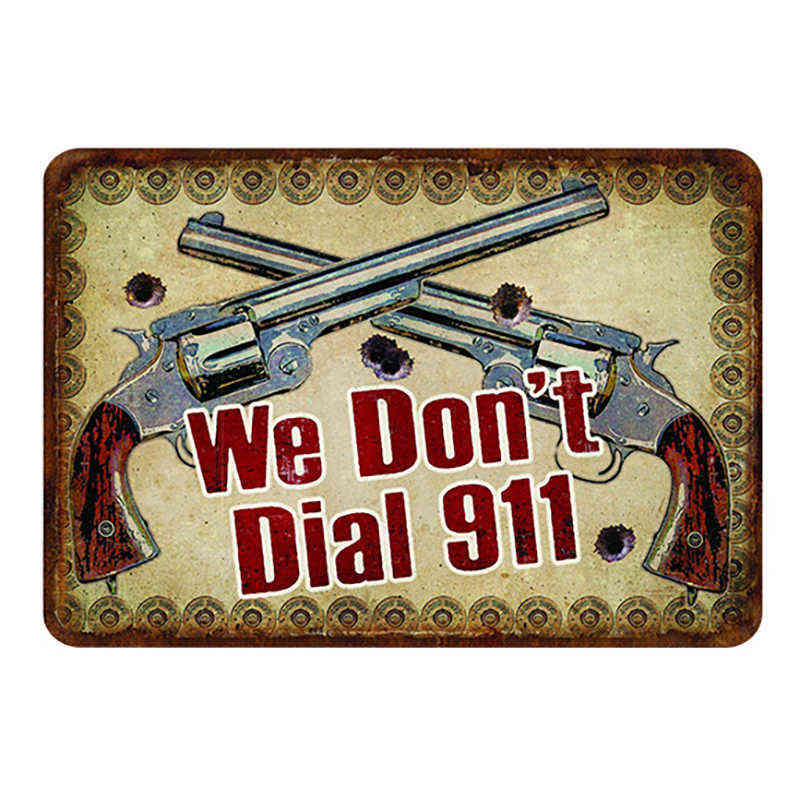 Metal Painting Vintage Pistol Tin Signs Retro Gun Metal Plate Painting Wall Decoration Metal Plaque Tin Poster Man Cave Bar Pub Club T220829