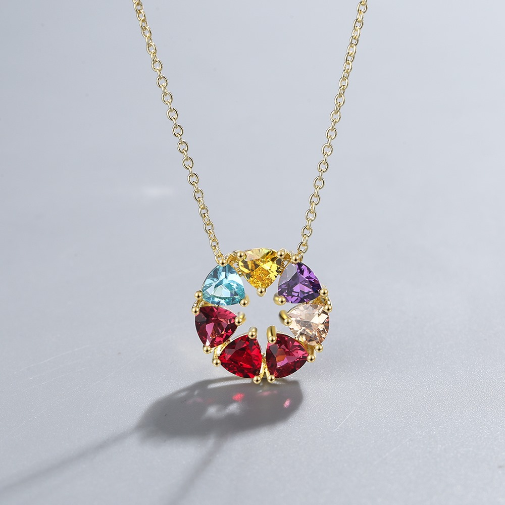 Sweet Necklace colorful diamond zircon women short collarbone chain Girls party jewelry birthday gift