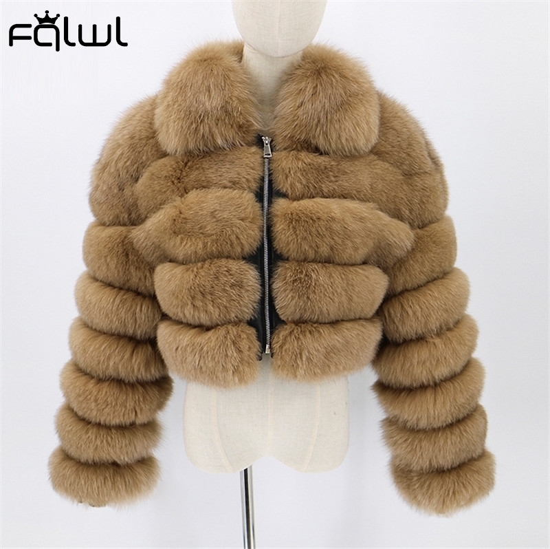 Womens Fur Faux FQLWL Casual White Black Fluffy Fall Winter Coat Jacket Long Sleeve Cropped Puffer For Outwear 220830