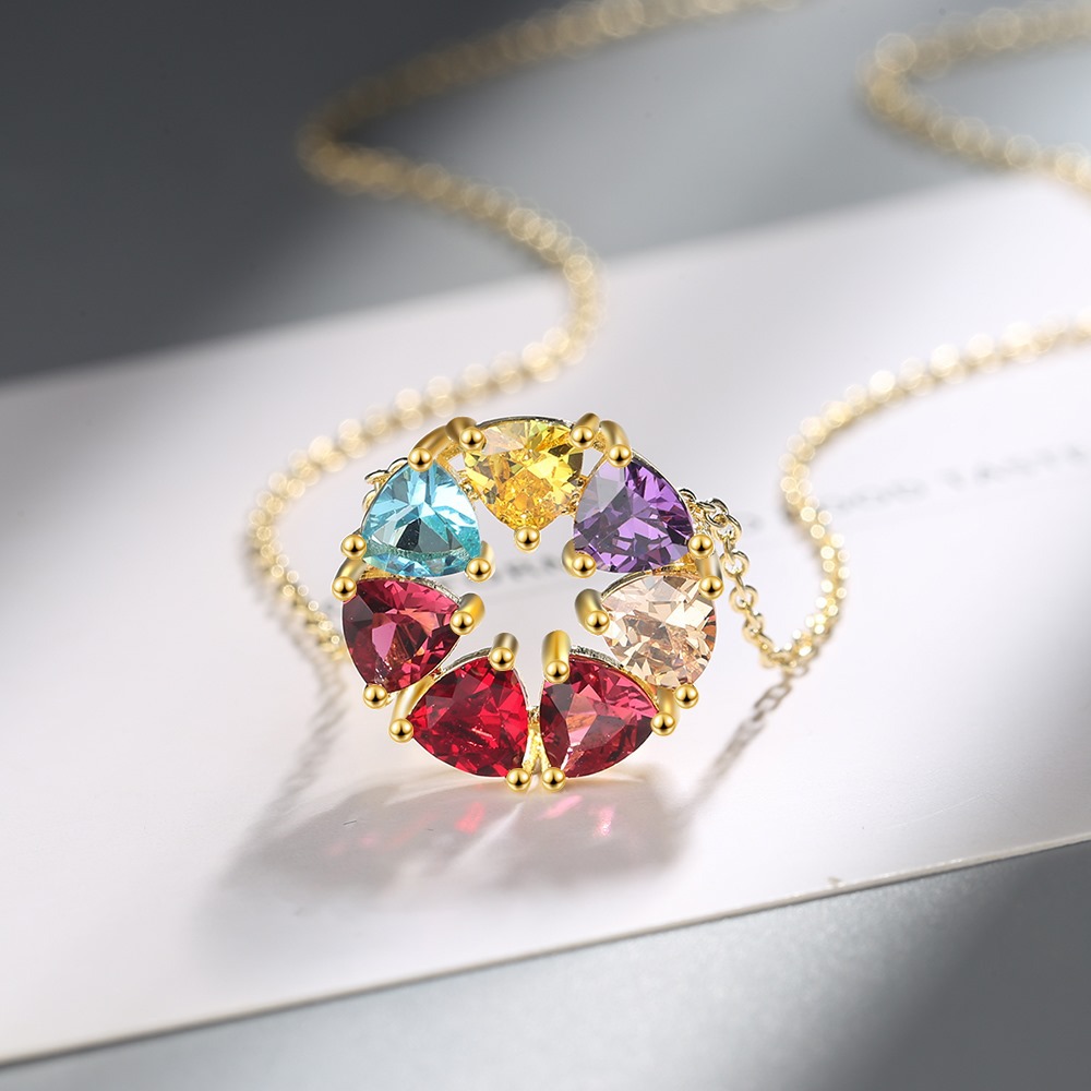 Sweet Necklace colorful diamond zircon women short collarbone chain Girls party jewelry birthday gift