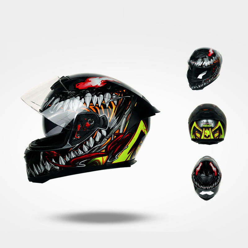 JIEKAI casque de moto homme course d'hiver quatre saisons personnalité de sécurité universelle casque intégral250t