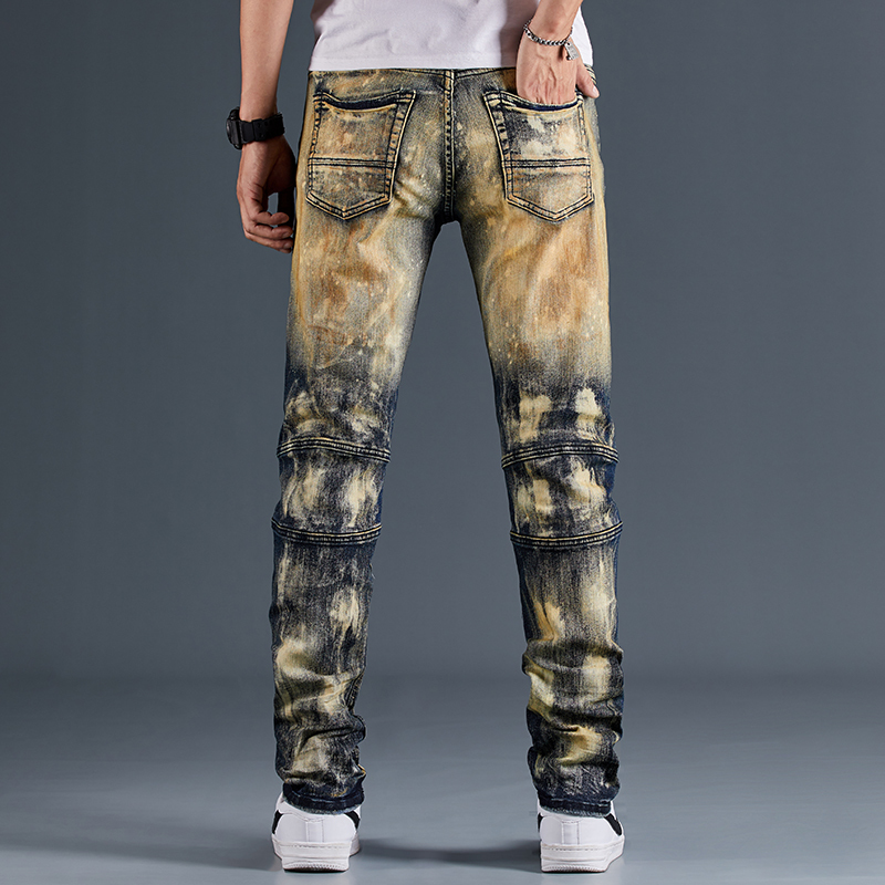 Herren Jeans Herren Hosen Lokomotive Mode Denim Hose Biker Hohe Qualität Männlich Gerade Lässig Designer Ripped Bequem Advanc243y