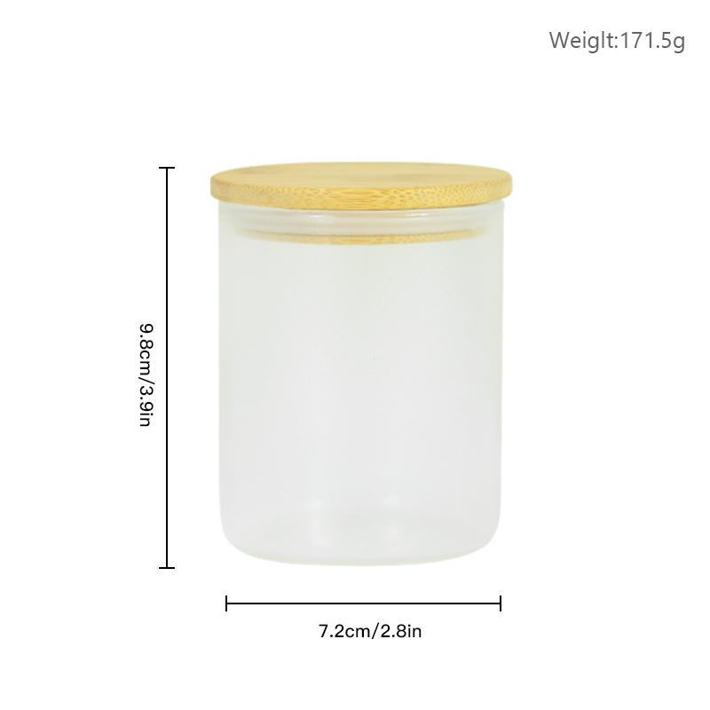 Local Warehouse 10oz sublimation Candle Jar glass tumblers frosted Glow In Dark Green candle cup with bamboo lid fragrance jars /case