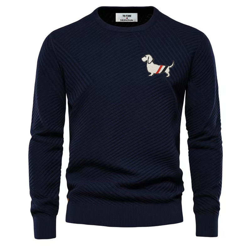 Men's Sweaters knitting sweater for cotton material round neck pullover red navy style france luxury brand man clothes 220830