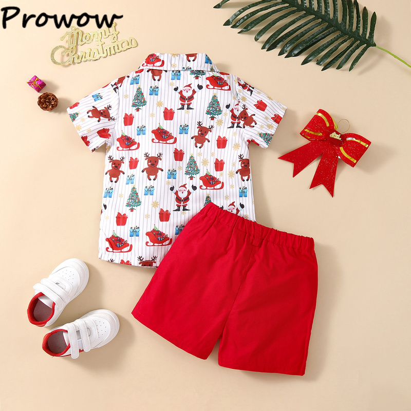 Özel Durumlar Prowow Kids Giyim Boy Noel Kıyafetleri Beyefendi Shirtred Pants Toddler Set 2023 Çocuk Kostüm 220830