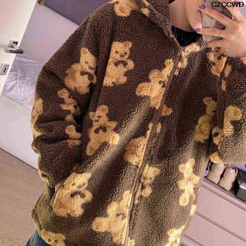 Men's Jackets Hip Hop Autumn Winter Men Streetwear Hoodie Love Print Harajuku Plush Fleece Outfit Zipper Feminino L220830