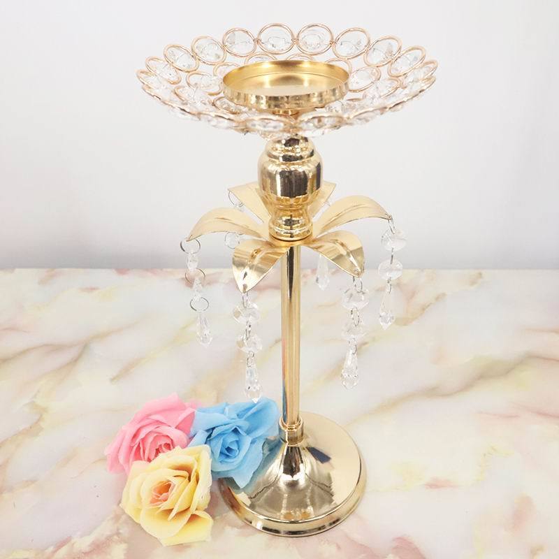 Titulares de vela Gold Crystal Wedding Decoration Table Centerpieces Candelabra Birthday Party Flower Vase Decoração de casa 220830