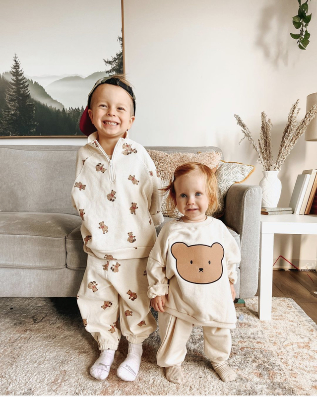 Clothing Sets Spring Infant Baby Cartoon Clothing Sets Toddler Boys Girls Long Sleeve Sweatshirt Pants Suit Kids Cute Bear Clothes Set 220830