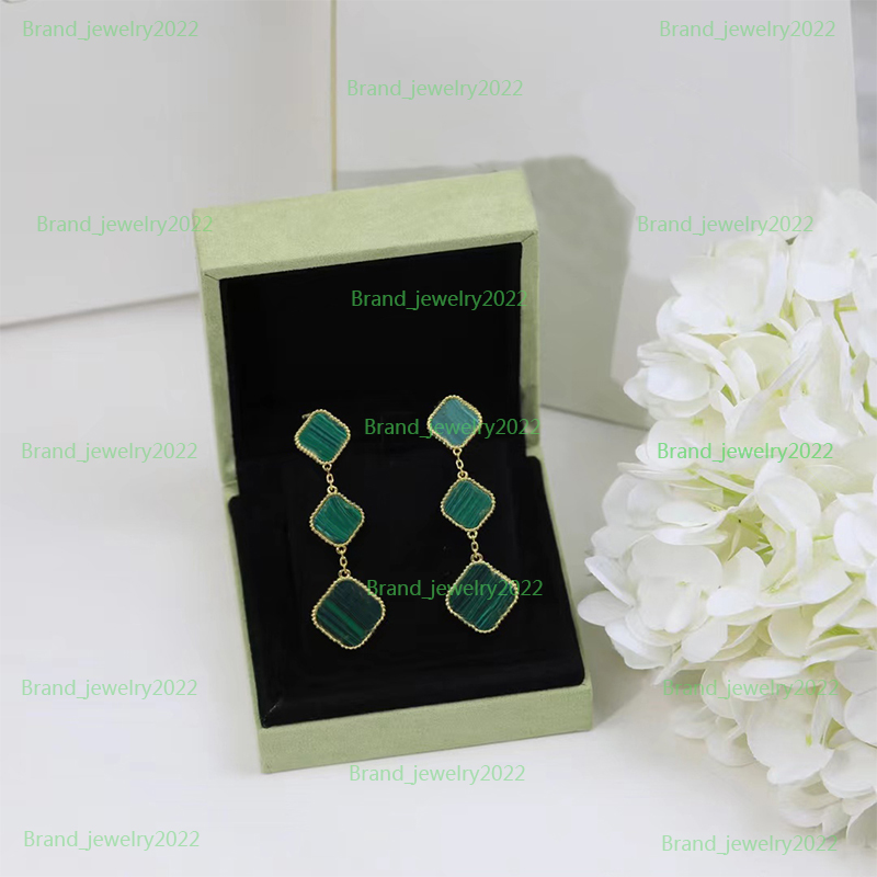 2022 new fashion brand Dangle earrings natural mother oyster turquoise three flower Four leaf Clover Earring classic luxury Designer Earring jewelry for women