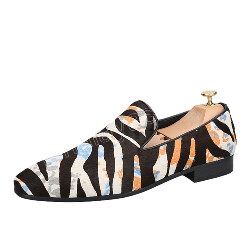 Luxury Tiger Pattern Dress Shoes Mocassins Mocassins artesanais em couro respir￡vel Plus Size