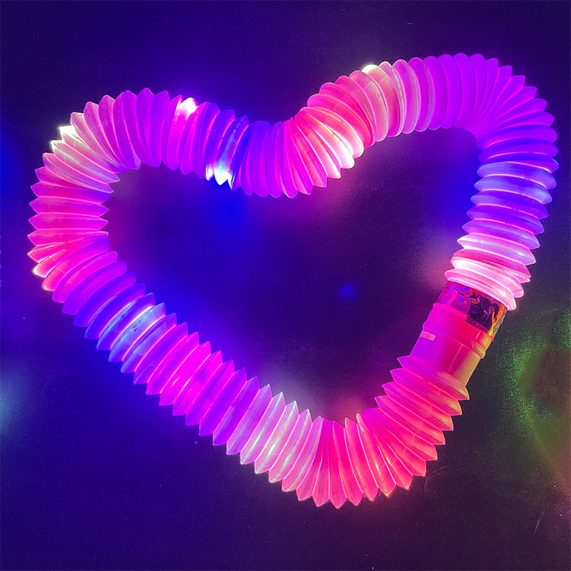 LED Flash Pop Tubes Sensory Toy Adult Stress Relieve Toys Plastic Bellows Barn Rave Squeeze Toy