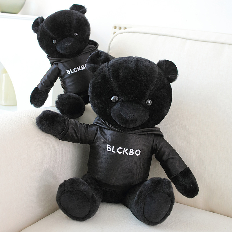 2022 peluches poupées en peluche mignon 30CM nouveau sweat à capuche noir assis ours en peluche cadeau pour les enfants