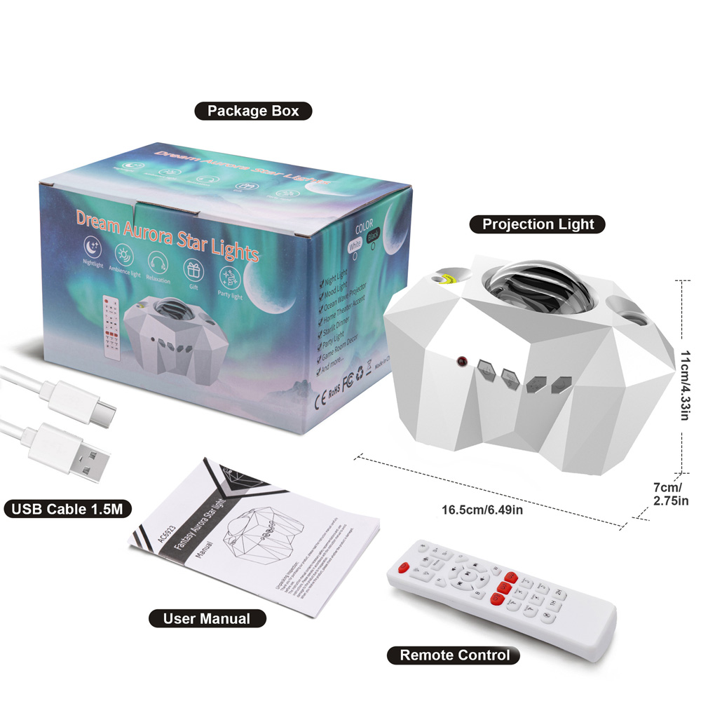 Projetor de luz estrela aurora com lua led laser estrelado projeção alto-falante bluetooth embutido e lâmpada noturna multicolorida remota for262t