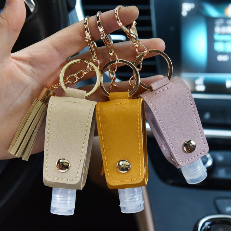 30ml New Portable Hand Sanitizer Bottle Keychain Holder Cleanser Cosmetic Container Removable Travel Cover Set Gel Bottle