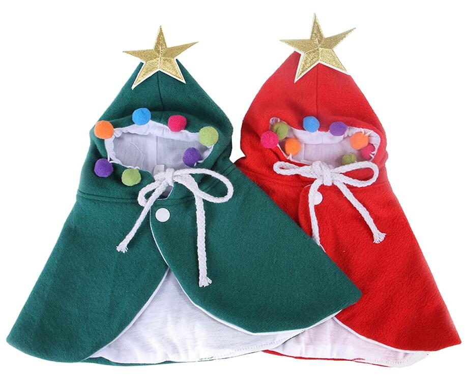 Vestu￡rio para c￣es vestido de Natal para animais de estima￧￣o Chapa de Natal com estrela e pompoms Cat Santa Cape Vestido de cosplay para gatos e c￣es m￩dios pequenos