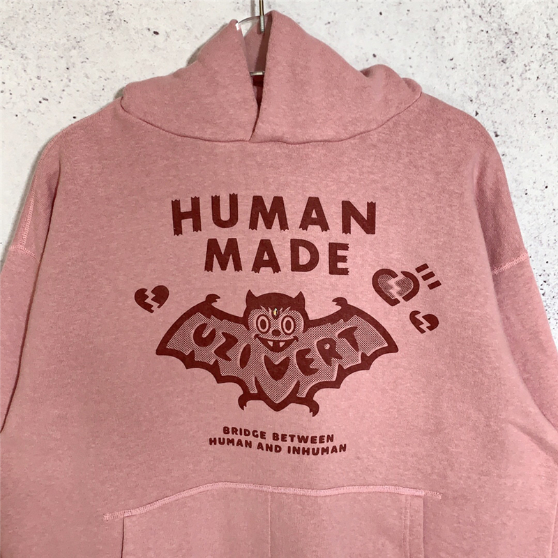 Sweats à capuche pour hommes Sweats Vintage Human Made Hoodie Hommes Femmes 1 1 Qualité Tissu lourd Bat Pattern Human Made Pullover Sweats surdimensionnés 220831