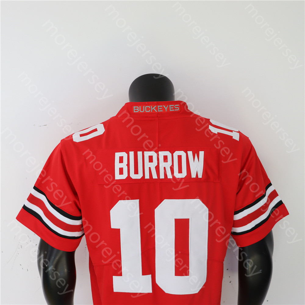 NCAA College Ohio State Buckeyes voetbalshirt Joe Burrow rood wit maat S-3XL volledig gestikt borduurwerk