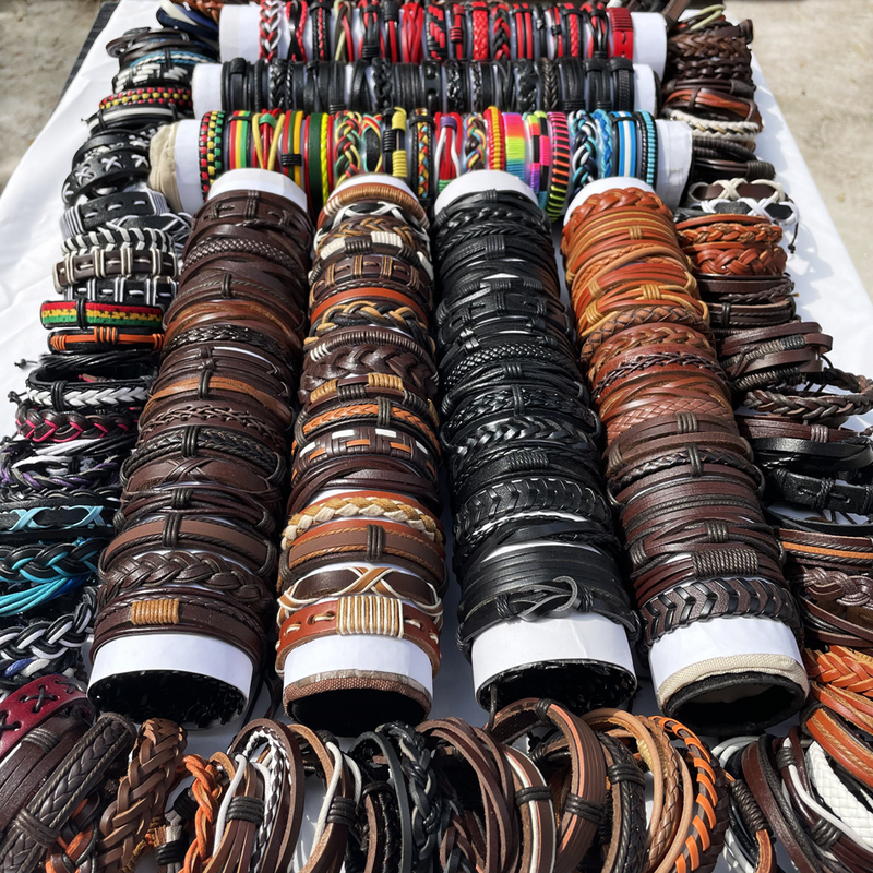 Bangle Lot Random Surfer Bracelet Handmade Mens Womens Mix Styles Braided Leather Cuff Bracelets Jewelry Party Gift MX3 220831