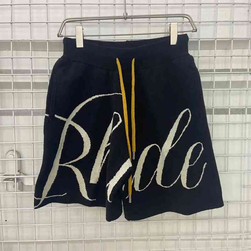 Rhude Real Pics Shorts Hommes Femmes Meilleure qualité Jaune Cordon Shorts Culottes