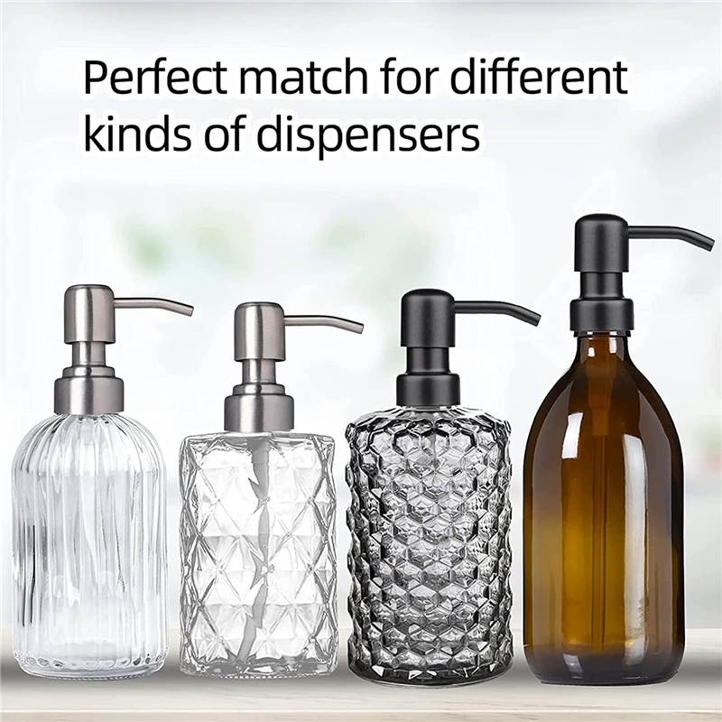 Dispenser di sapone mani in acciaio inossidabile 28/400 all'ingrosso Top Dispenser di lozione da banco bottiglie di plastica normali in vetro