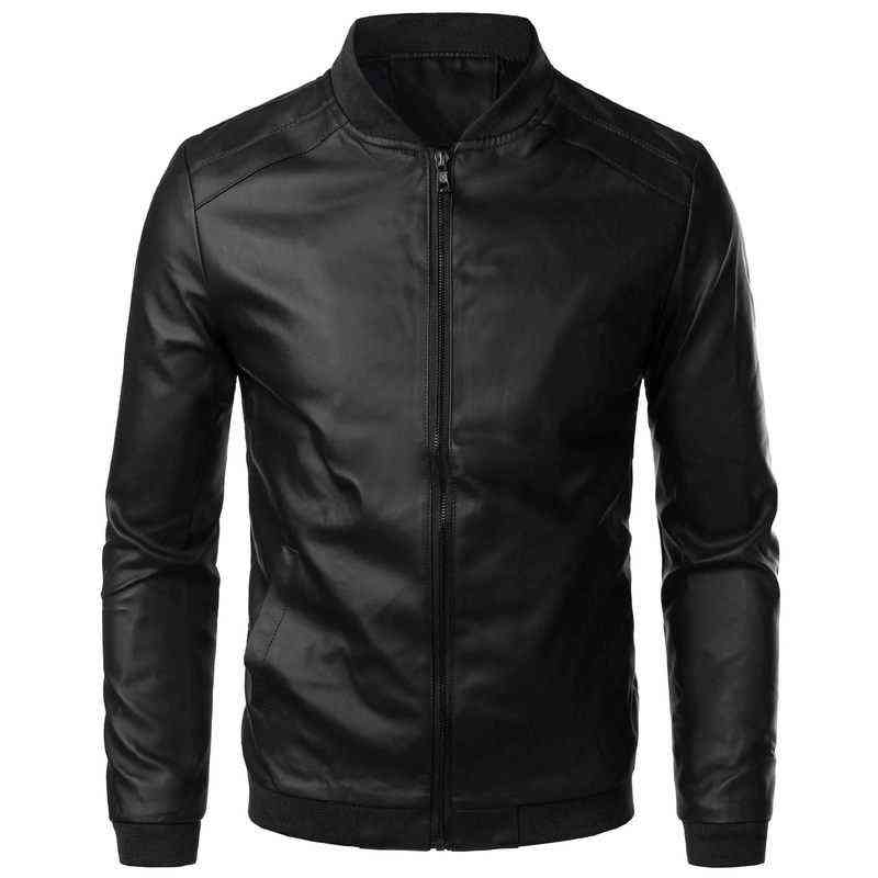 Jackets masculinos Men Slim Leather Jacket Motorcycle Casual Pu Good Quality Man Solid Fit Stand Collar 4x L220830