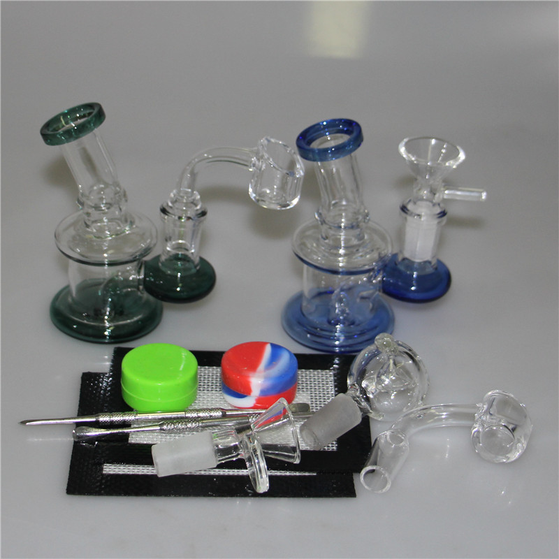 Gruby mini szklane platformy olejne Bong Hookahs szklane bong rurki wodne Rig z recyklingiem z 14 mm miski kwarcowe paznokcie banger