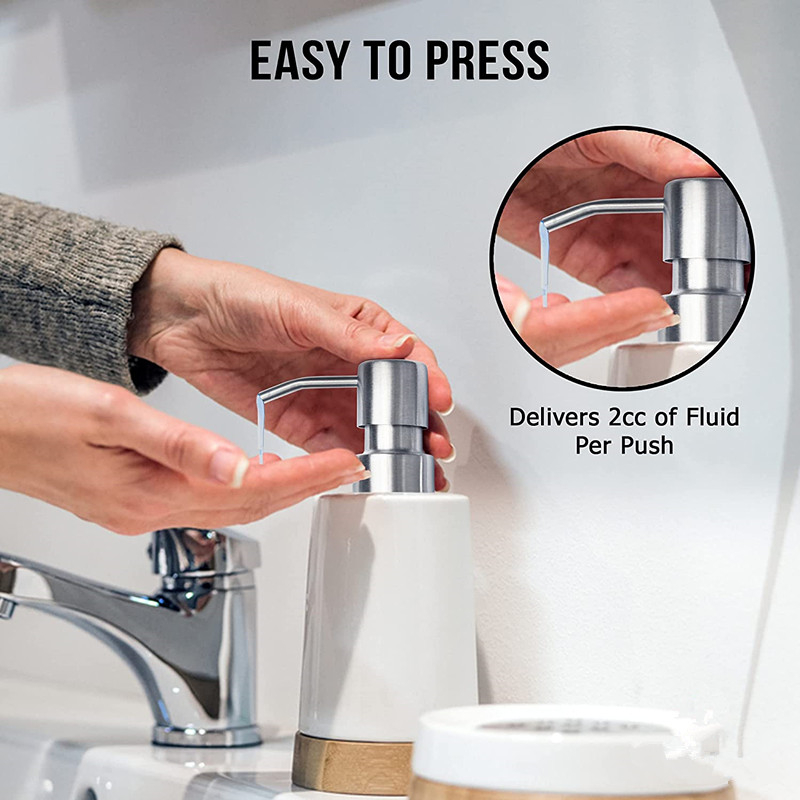 Wholesale 28/400 Stainless Steel Hand Soap Dispenser Pump Tops Counter top Lotion Dispenser for Regular Plastic Glass Bottles