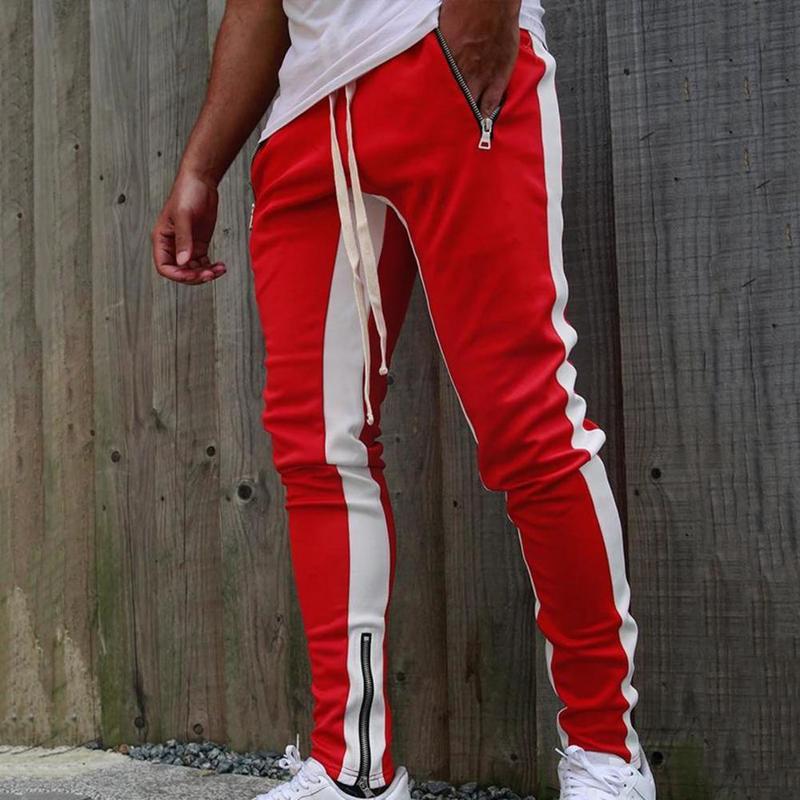 Heren Jeans Heren Joggerbroek Fitness Bodybuilding Gym Lange Joggingbroek Contrasterende Kleuren Elastische Taille Trekkoord Ademend Herfstbroek 220831