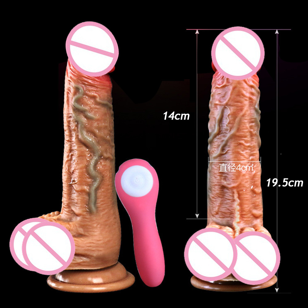Beauty Items Soft Realistic Big Dildos Suction Cup Phallus Faloimitator Automatic Telescopic Heating Penis Dildo Vibrator sexy Toys For Women