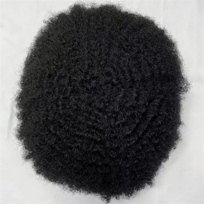 Brasilianisches Echthaar, PU-Basis, 6 mm, Afro-Curl-Toupets, Herren-Toupet für schwarze Männer in Afrika, Amerika, natürliches Haar-Ersatzsystem