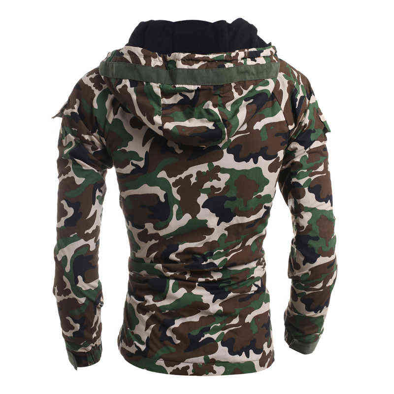 Jackets masculinos Camuflagem de outono Parka Men Militar Militar Médio Casa de inverno acolchoada de algodão de algodão L220830