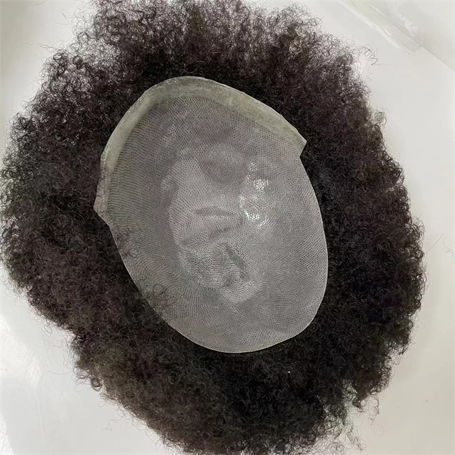 브라질 인간의 머리카락 피부 pu베이스 6mm 아프로 컬 토피 남성 아프리카 미국 검은 남성 천연 머리 교체 시스템