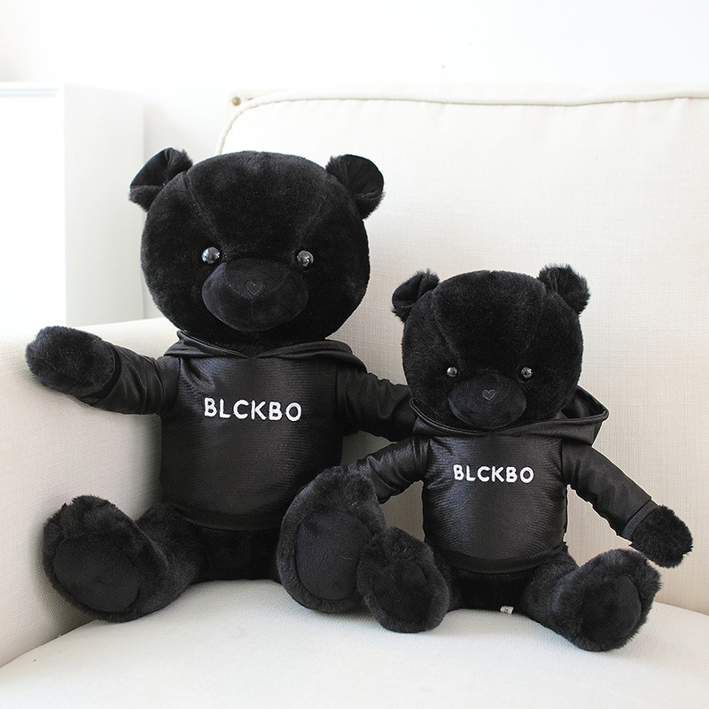 2022 peluches poupées en peluche mignon 30CM nouveau sweat à capuche noir assis ours en peluche cadeau pour les enfants