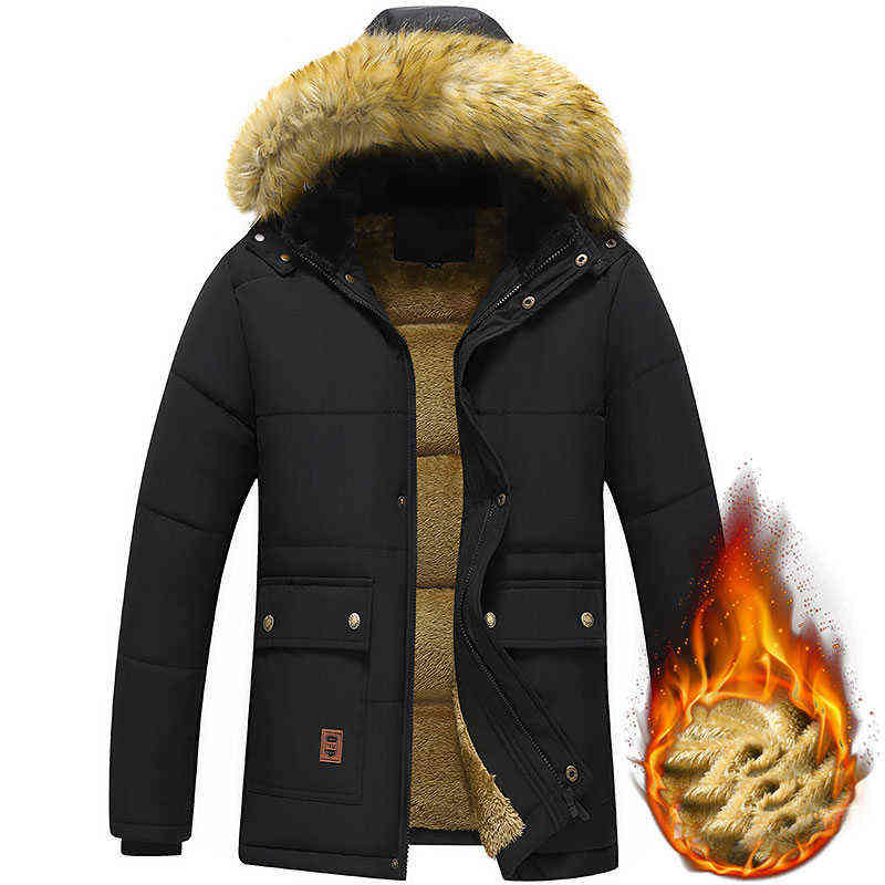 Chaquetas para hombre Parka de invierno gruesa y cálida con capucha militar Cargo de talla grande 8XL terciopelo L220830