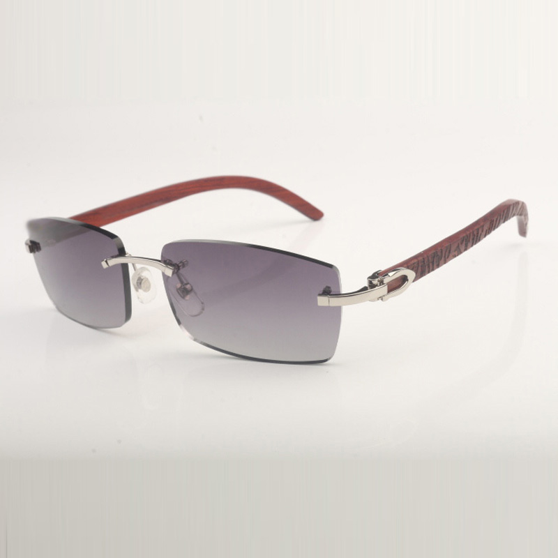 Rahmenlose Sonnenbrille 3524012 mit Tigerholzstäben und 56-mm-Gläsern für Unisex2405