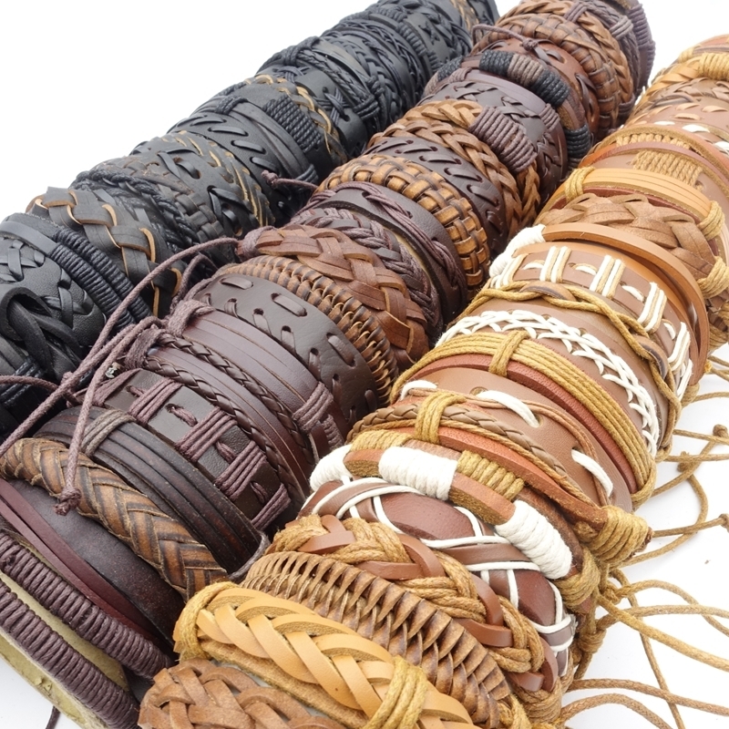 Bangle Mixmax Wholesale Cuff Bracelets for Men Women Mix Mix Styles Handmade Geather Moder